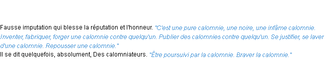 Définition calomnie ACAD 1835