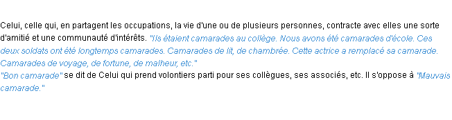 Définition camarade ACAD 1932