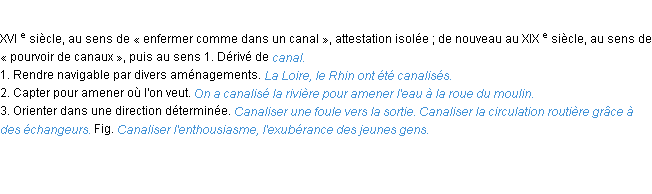 Définition canaliser ACAD 1986