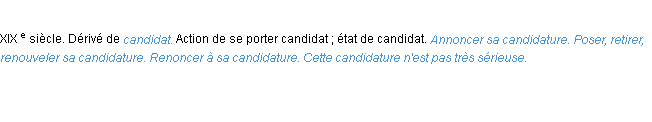 Définition candidature ACAD 1986