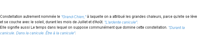 Définition canicule ACAD 1798