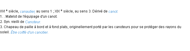 Définition canotier ACAD 1986