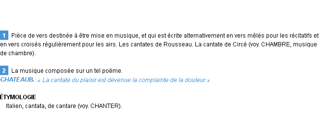 Définition cantate Emile Littré