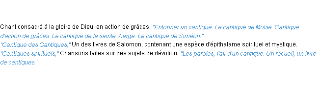 Définition cantique ACAD 1835