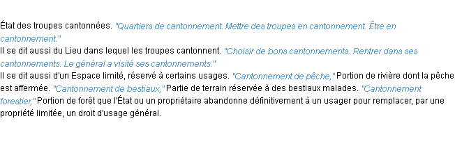 Définition cantonnement ACAD 1932