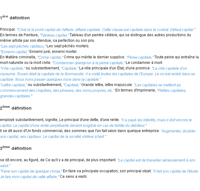 Définition capital ACAD 1835