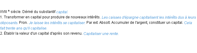 Définition capitaliser ACAD 1986