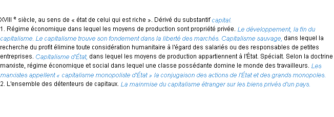 Définition capitalisme ACAD 1986