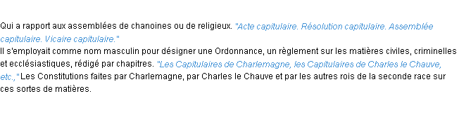 Définition capitulaire ACAD 1932