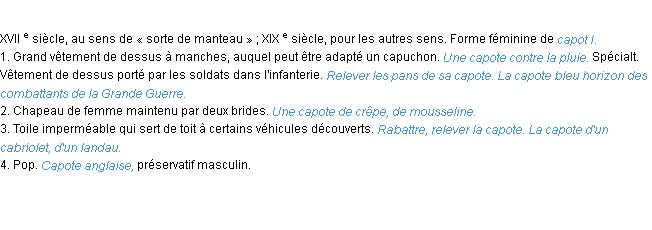 Définition capote ACAD 1986