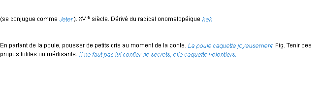 Définition caqueter ACAD 1986