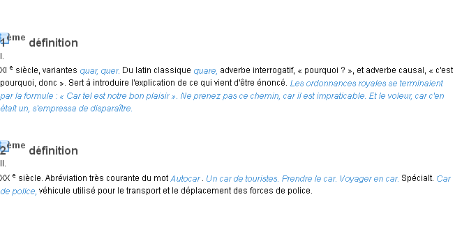 Définition car ACAD 1986