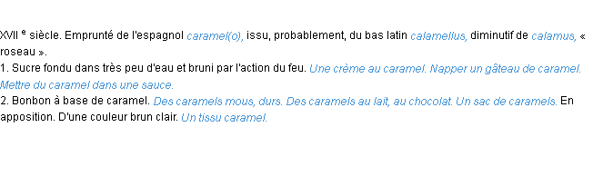 Définition caramel ACAD 1986