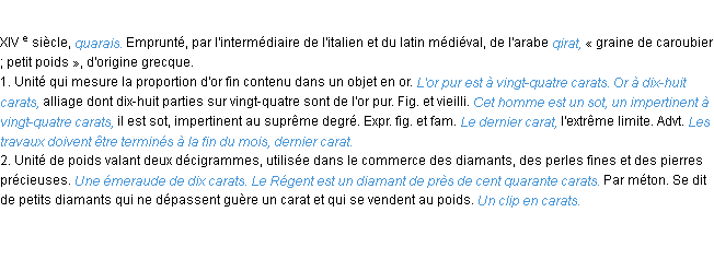 Définition carat ACAD 1986