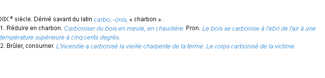 Définition carboniser ACAD 1986