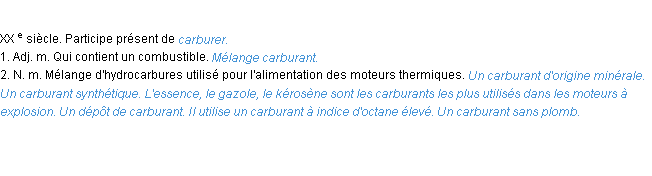 Définition carburant ACAD 1986