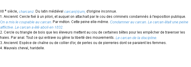 Définition carcan ACAD 1986