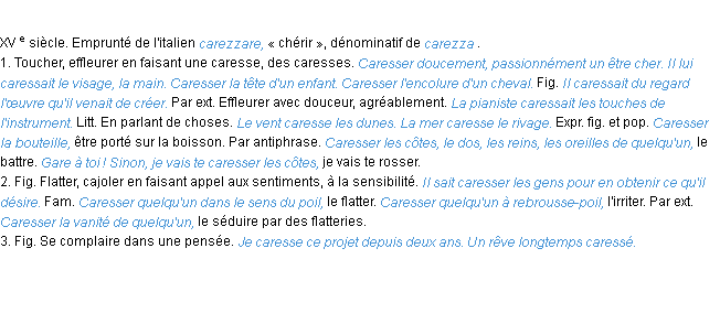 Définition caresser ACAD 1986