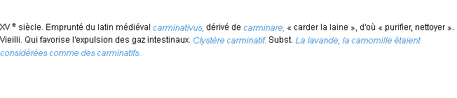 Définition carminatif ACAD 1986