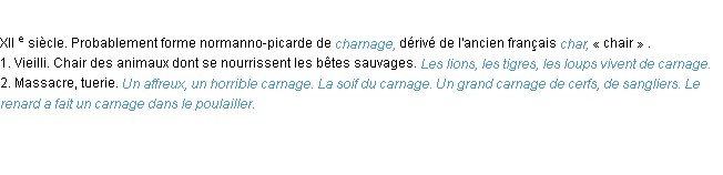 Définition carnage ACAD 1986