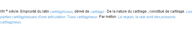 Définition cartilagineux ACAD 1986