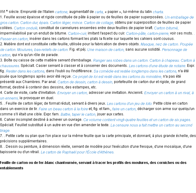 Définition carton ACAD 1986