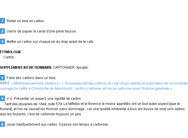 Définition cartonner Emile Littré