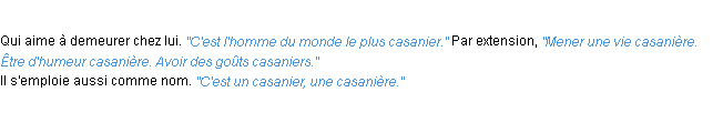 Définition casanier ACAD 1932