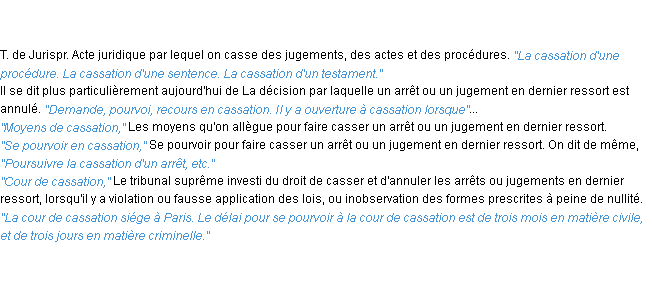Définition cassation ACAD 1835