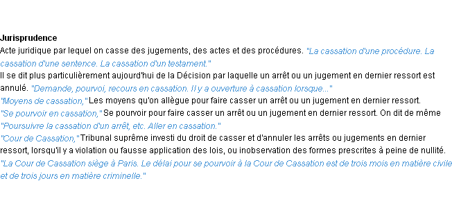 Définition cassation ACAD 1932