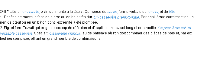 Définition casse-tête ACAD 1986