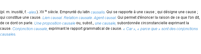 Définition causal ACAD 1986