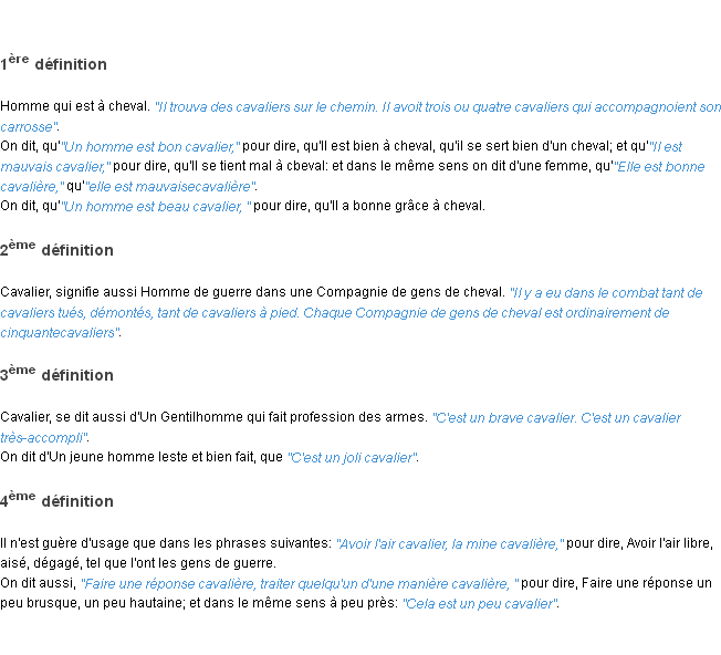 Définition cavalier ACAD 1798