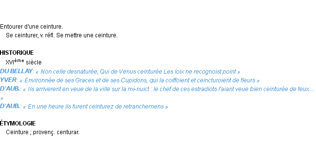 Définition ceinturer Emile Littré