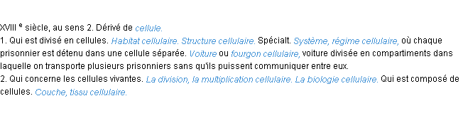 Définition cellulaire ACAD 1986