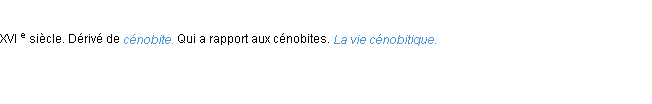 Définition cénobitique ACAD 1986