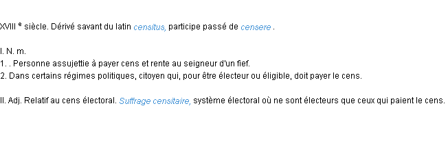 Définition censitaire ACAD 1986