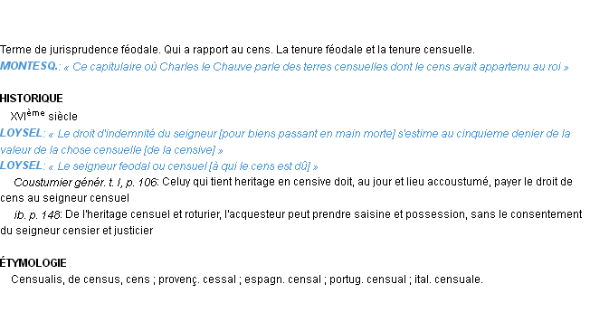 Définition censuel Emile Littré