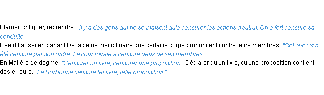 Définition censurer ACAD 1835