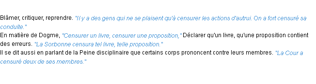 Définition censurer ACAD 1932