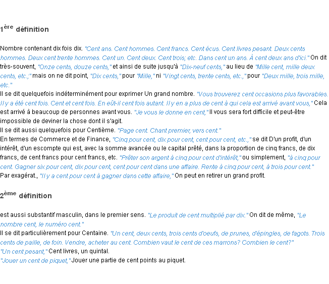 Définition cent ACAD 1835