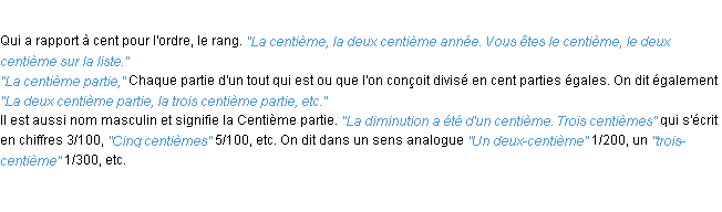 Définition centième ACAD 1932