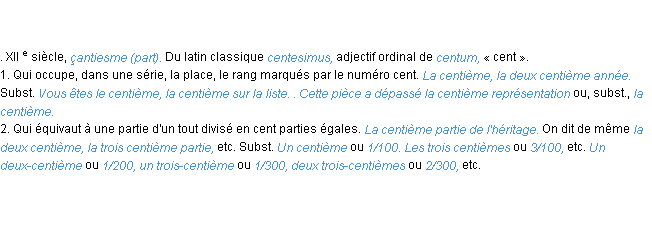 Définition centième ACAD 1986