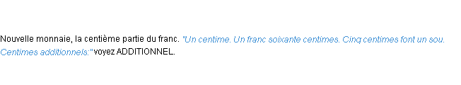 Définition centime ACAD 1835