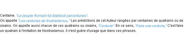 Définition centurie ACAD 1798