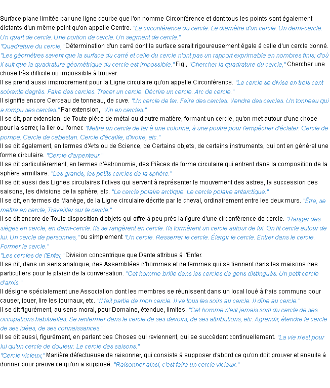 Définition cercle ACAD 1932