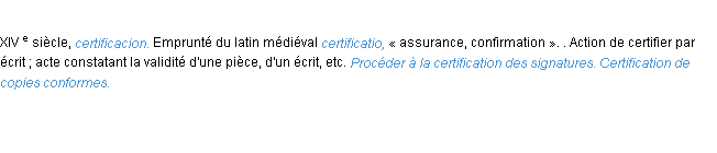 Définition certification ACAD 1986
