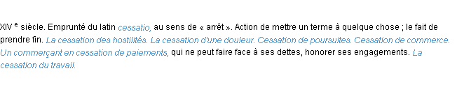 Définition cessation ACAD 1986