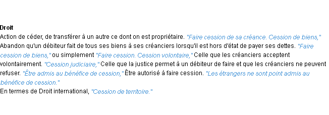 Définition cession ACAD 1932