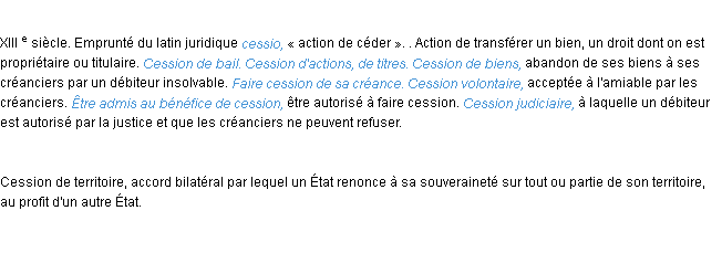Définition cession ACAD 1986